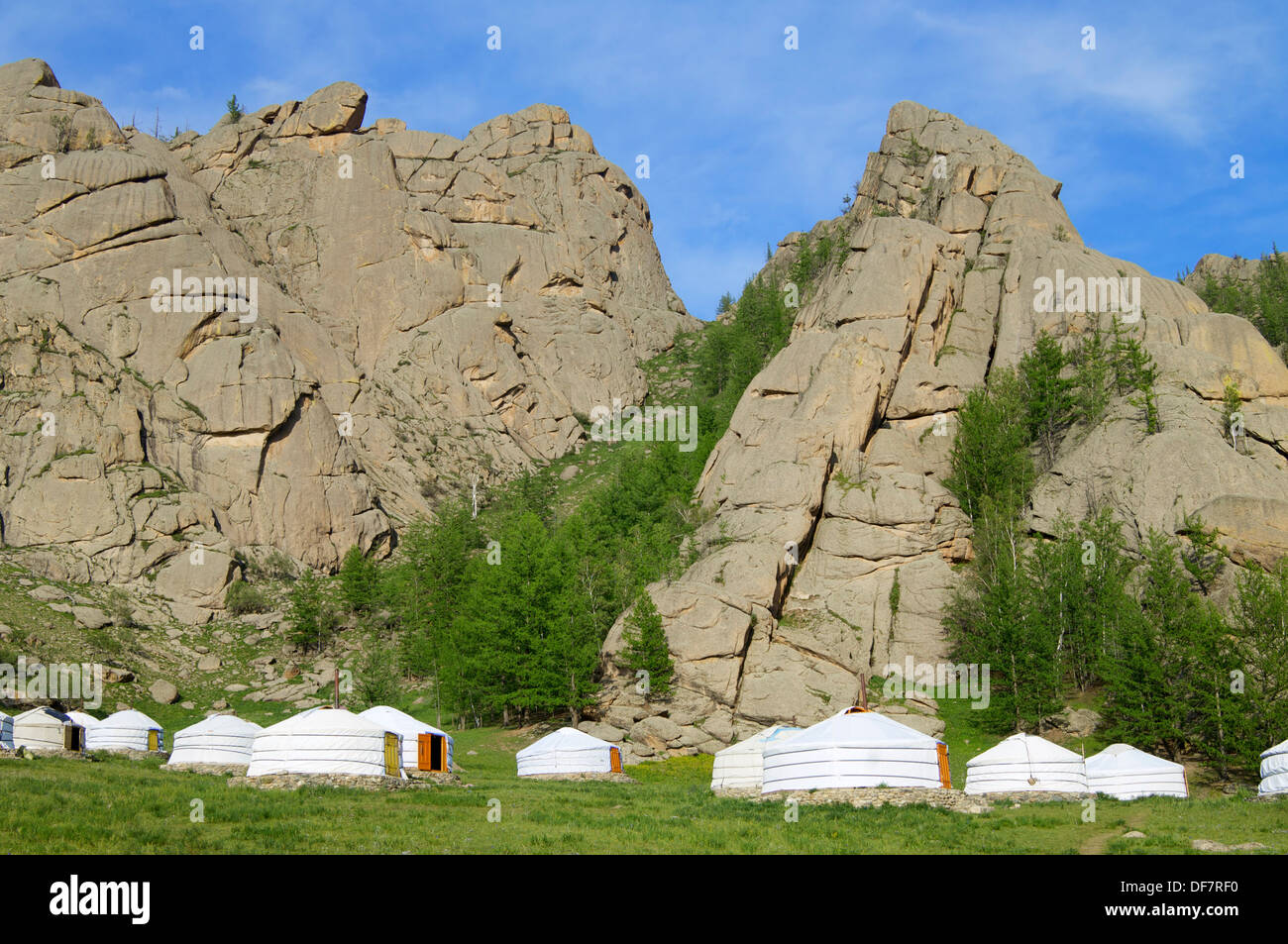 Mongolian gers in Gorkhi Terelji National Park, Mongolia Foto Stock