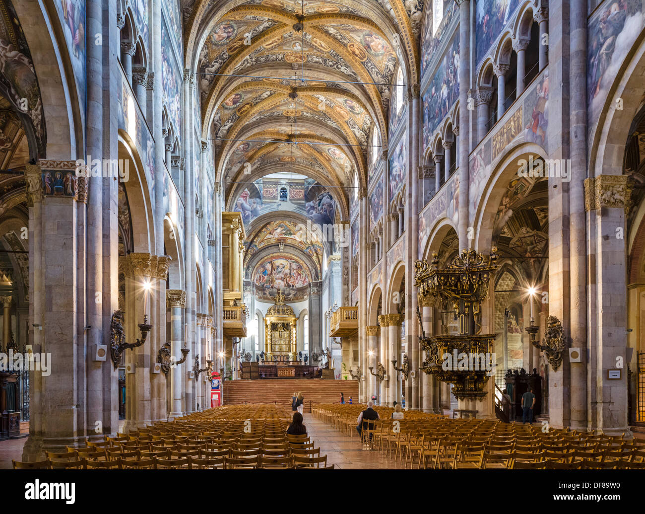 Interno del Duomo, Parma, Emilia Romagna, Italia Foto Stock