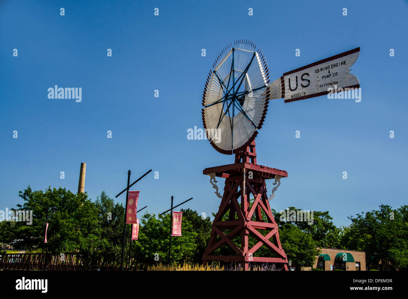 Mulino a vento a Batavia, Illinois, "il mulino a vento citta',' lungo il Lincoln Highway. Foto Stock