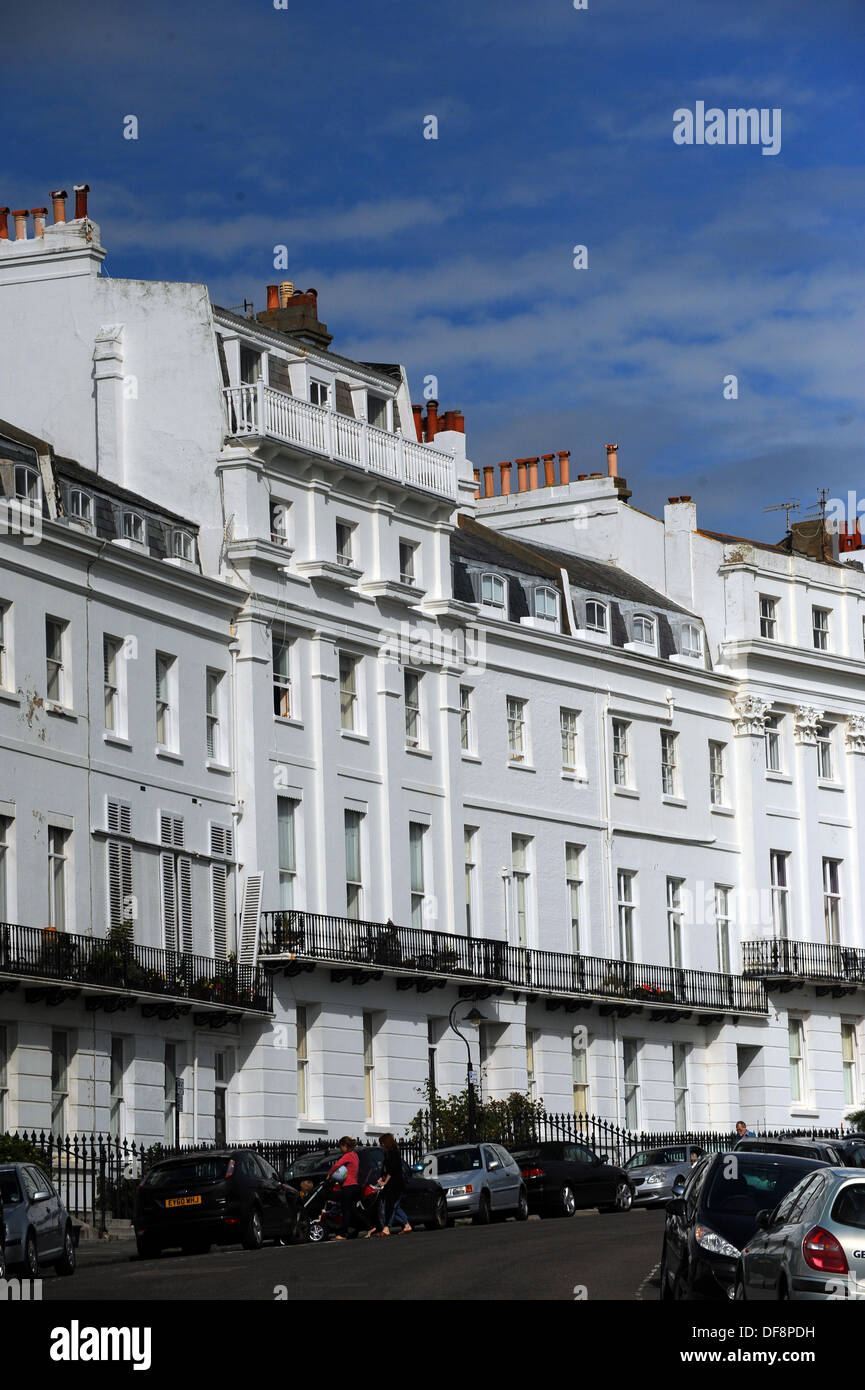 Regency proprietà di stile a Lewes Crescent in Kemp area di città di Brighton Regno Unito Foto Stock