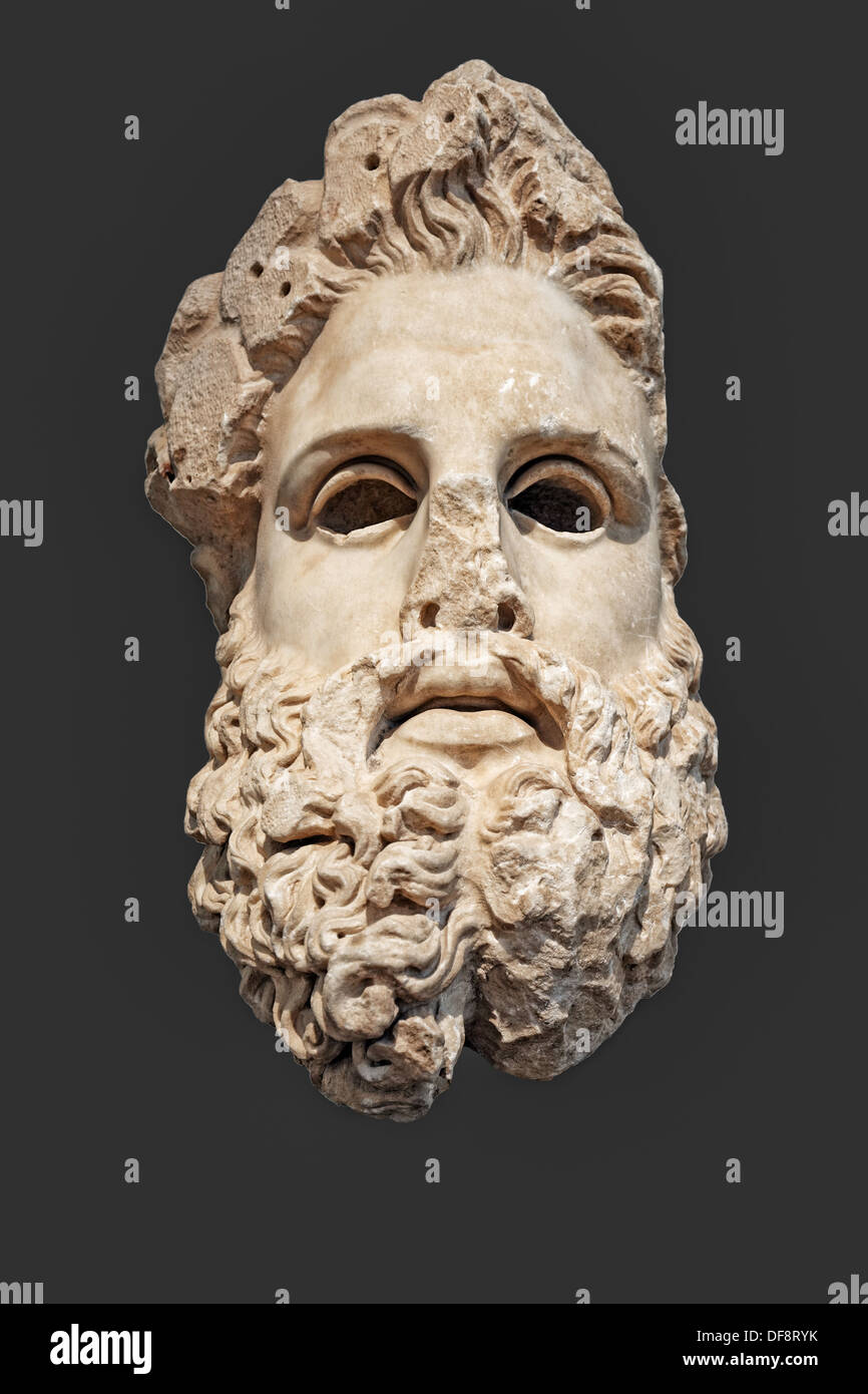 Il marmo testa colossale di Zeus (150 a.C.) in Museo Nazionale, Grecia Foto Stock