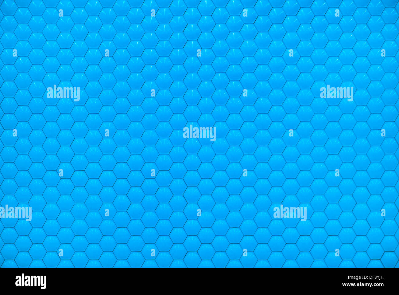 Blu brillante bolla esagonale piastrella sfondo texture Foto Stock