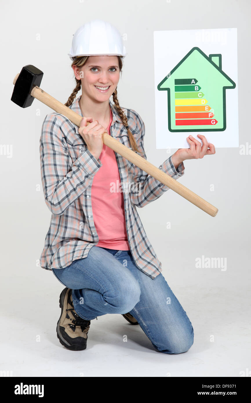 Donna con energia nominale poster Foto Stock