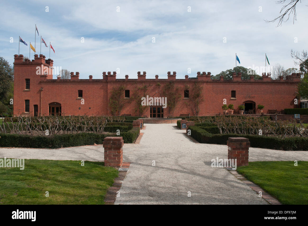 Tutti i Santi Azienda vinicola a Wahgunyah, Victoria, una popolare destinazione per 'cantina porta' turismo in Laurino regione del vino Foto Stock