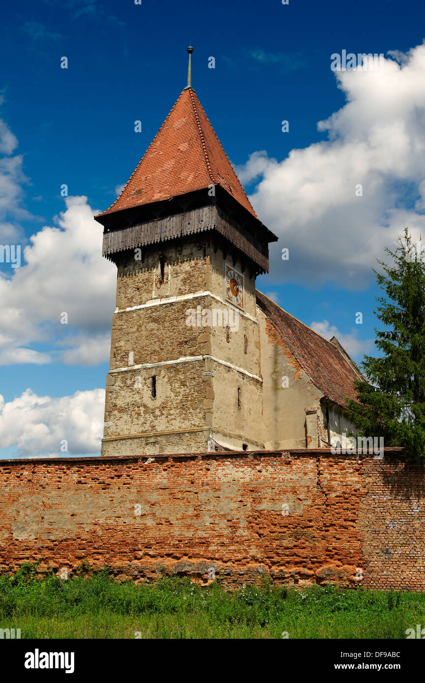 Il Sassone chiesa fortificata di Brateiu, Transilvania Foto Stock
