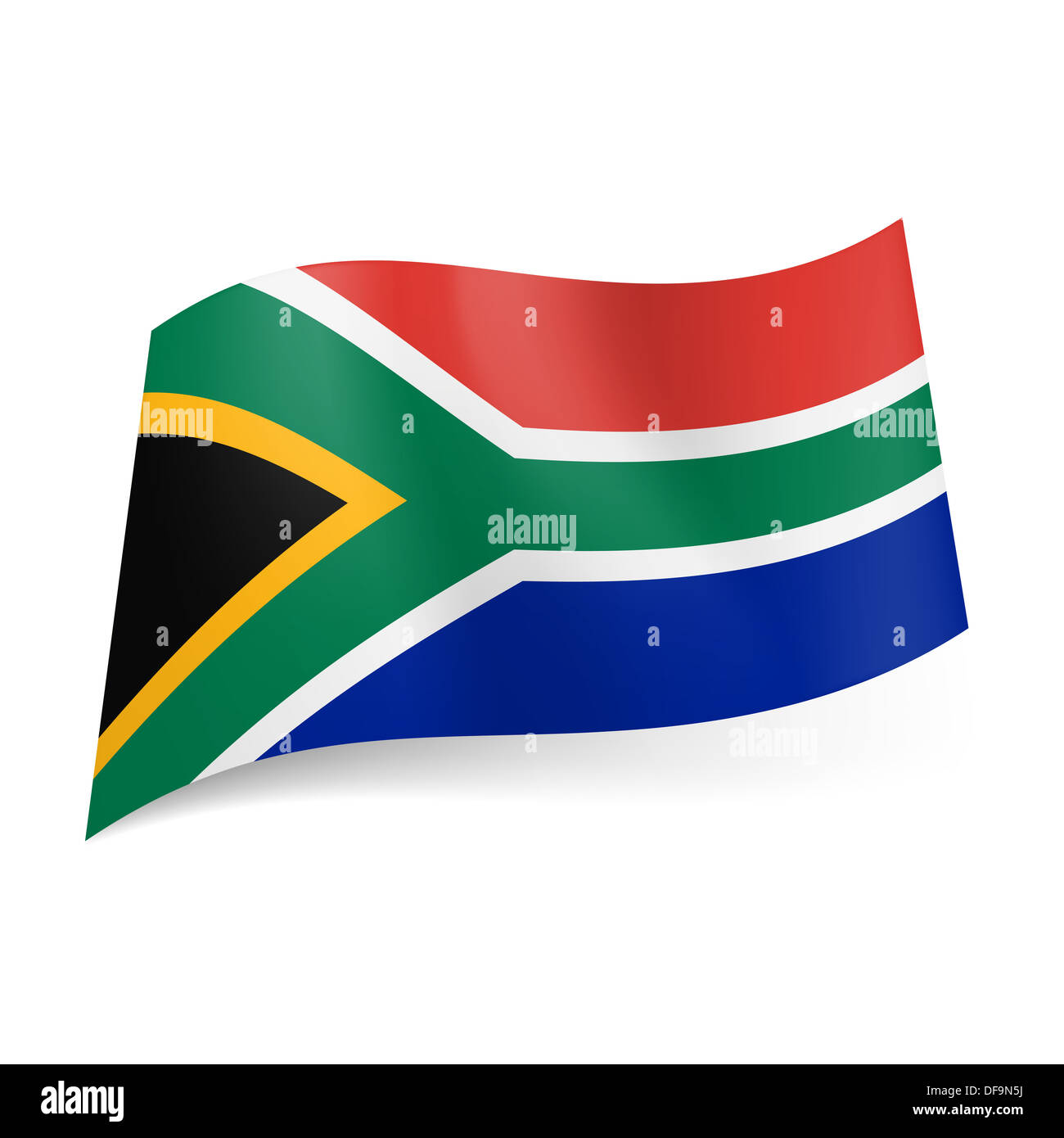 Bandiera nazionale del Sud Africa che rappresentano colorato disegno geometrico. Foto Stock