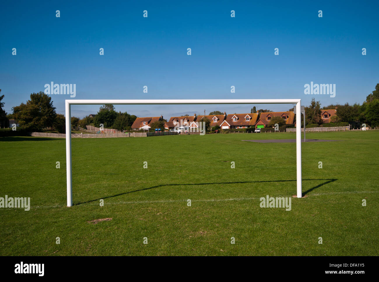 Obiettivo calcio posti senza Reti Paletti Foto Stock