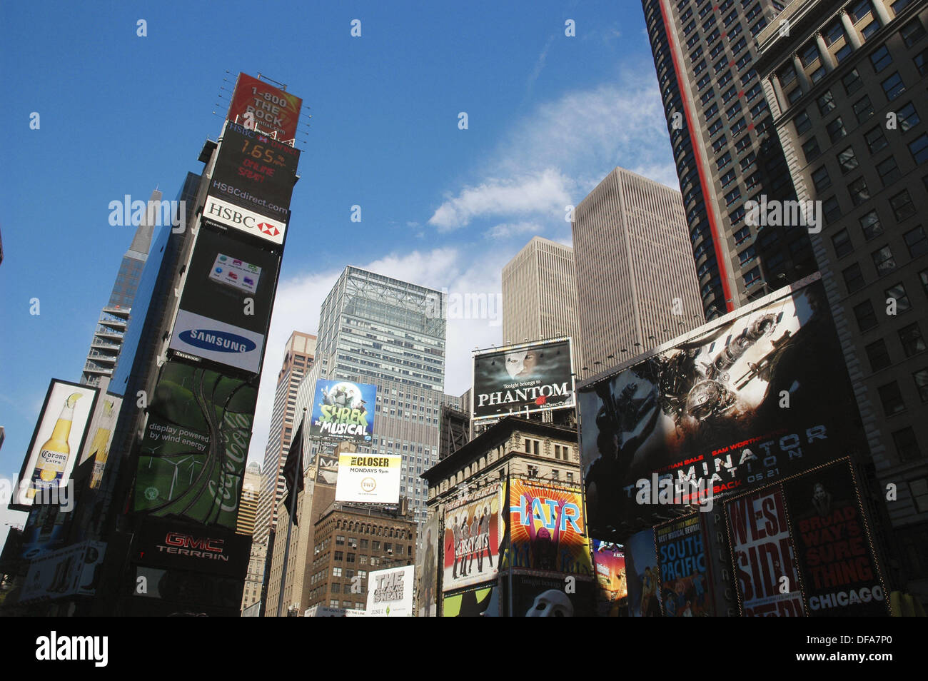 La città di New York (USA): grattacieli e annunci in Times Square Foto Stock