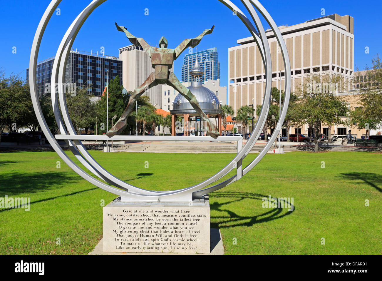 La libertà di una scultura in Courthouse Square,Tampa, Florida, STATI UNITI D'AMERICA,l'America del Nord Foto Stock