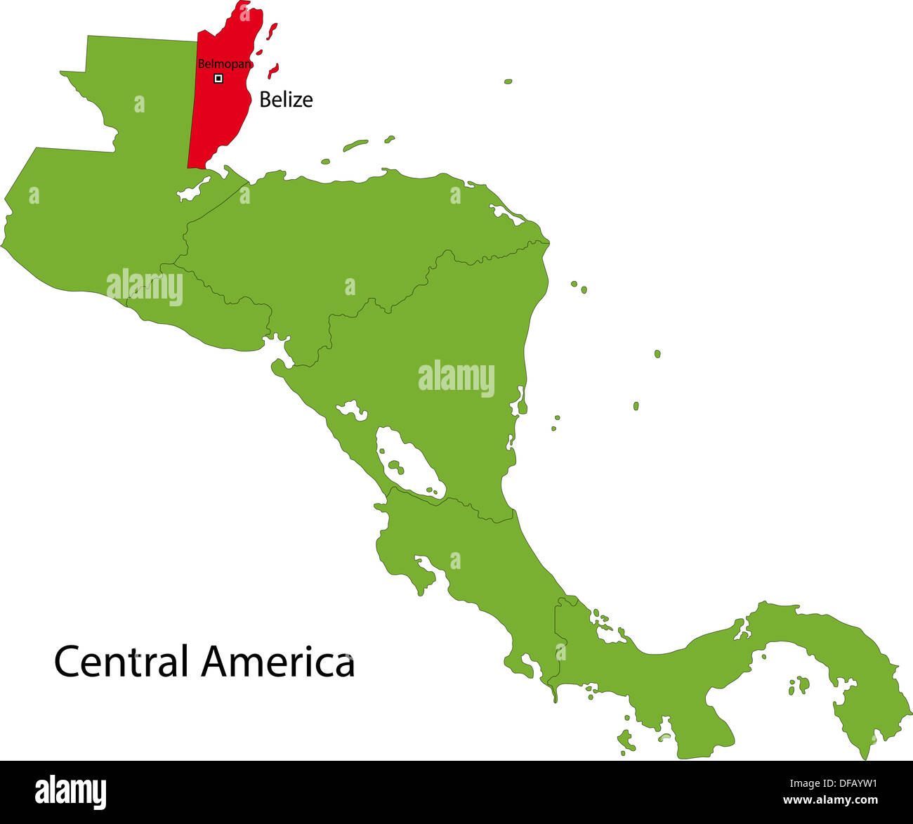 Mappa di Belize Foto Stock