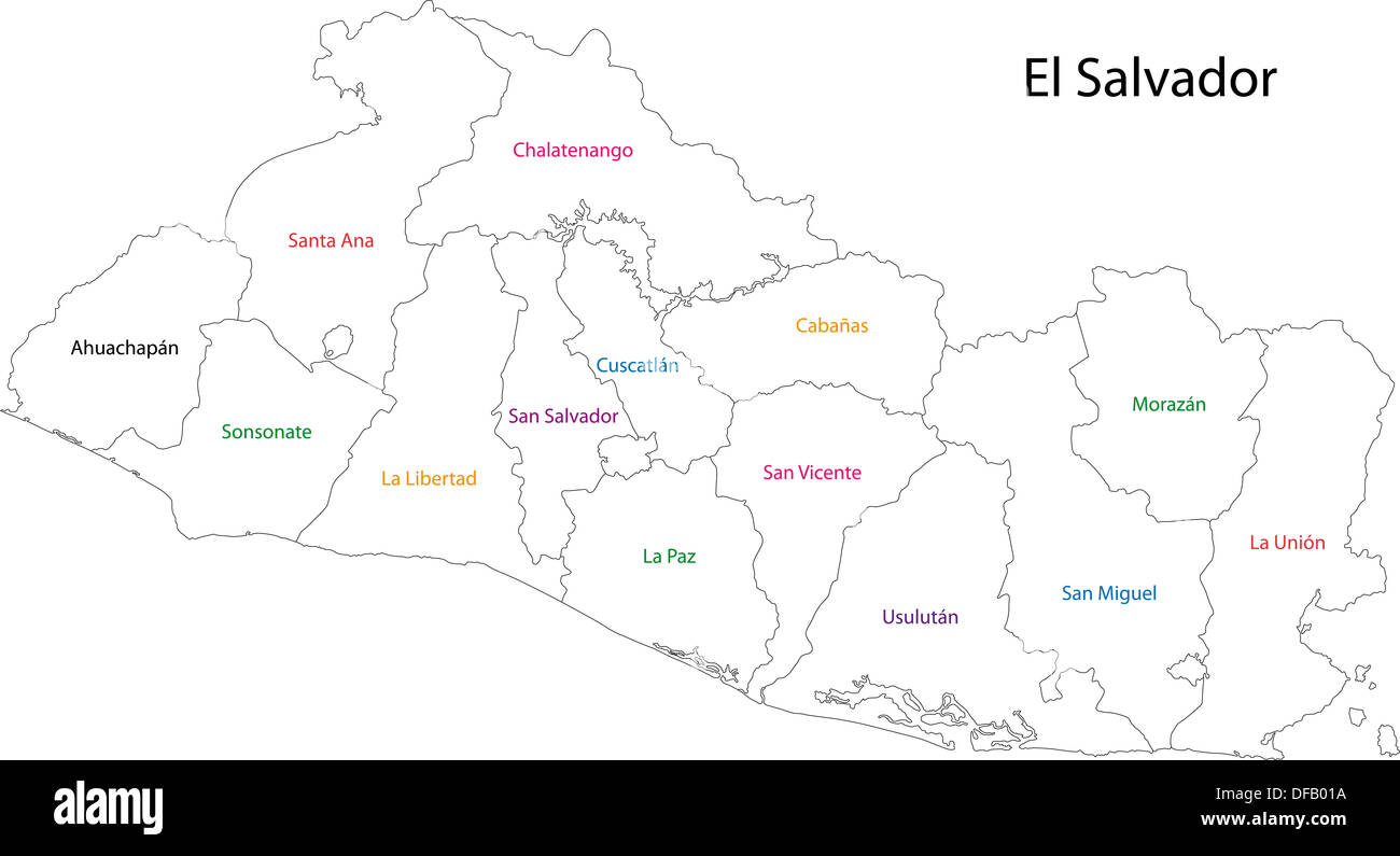 Profilo di El Salvador mappa Foto Stock