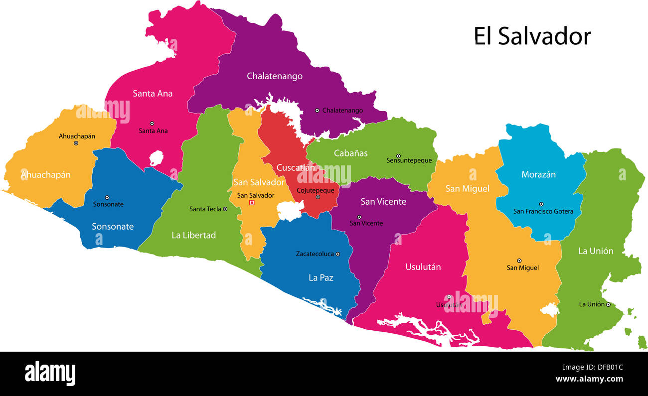 Mappa di El Salvador Foto Stock