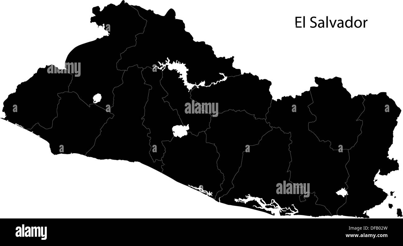Black El Salvador mappa Foto Stock