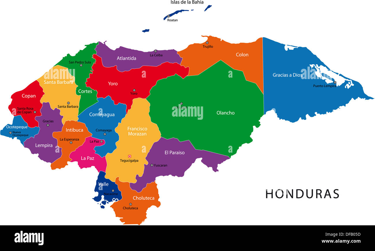 Mappa di Honduras Foto Stock