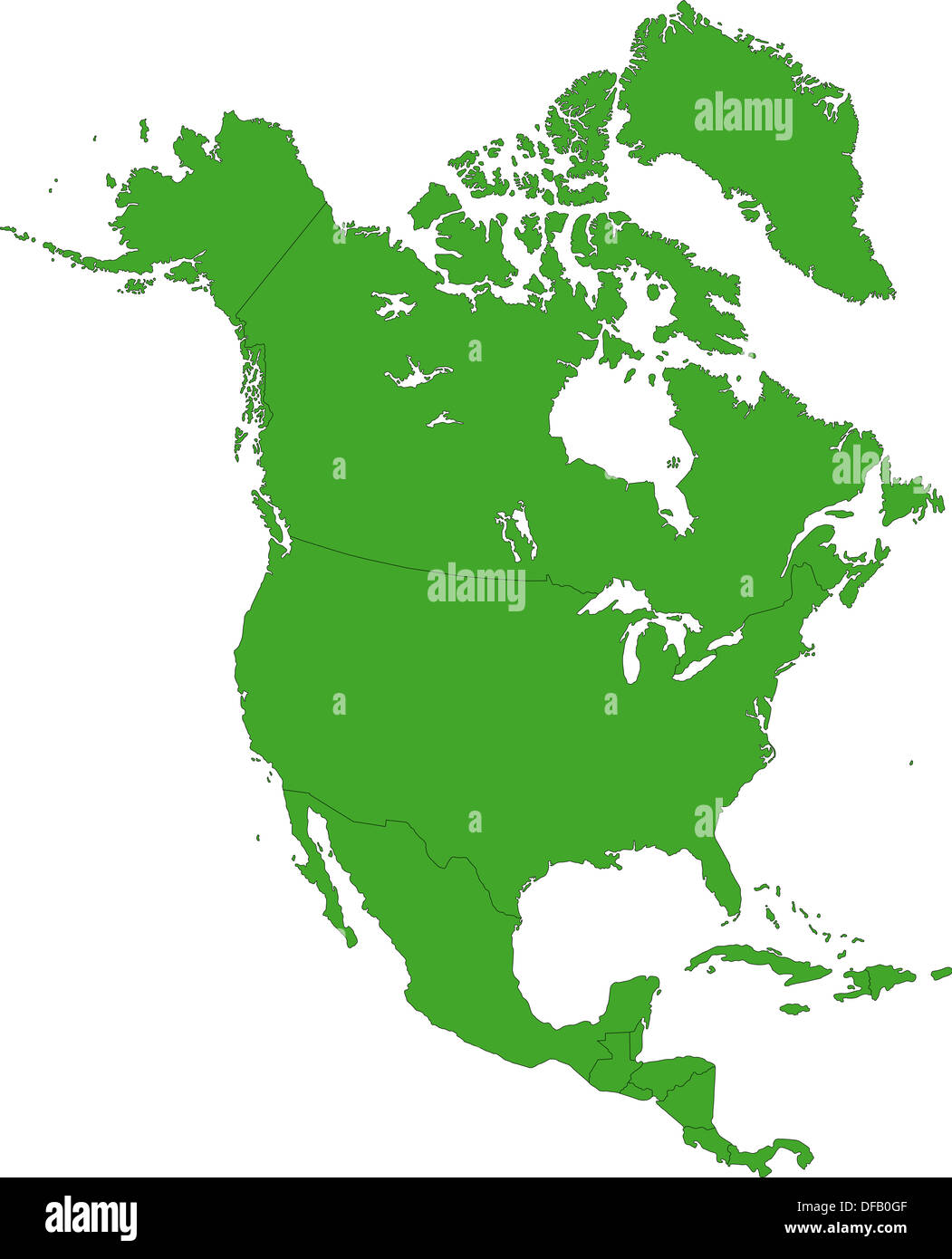 Green mappa del Nord America Foto Stock