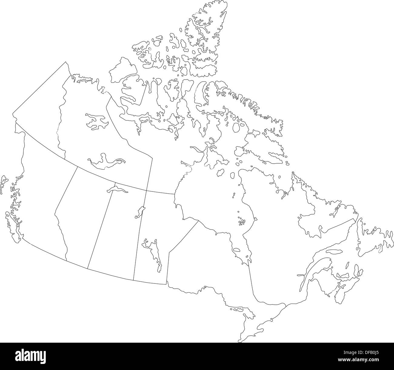 Delineare il Canada mappa Foto Stock