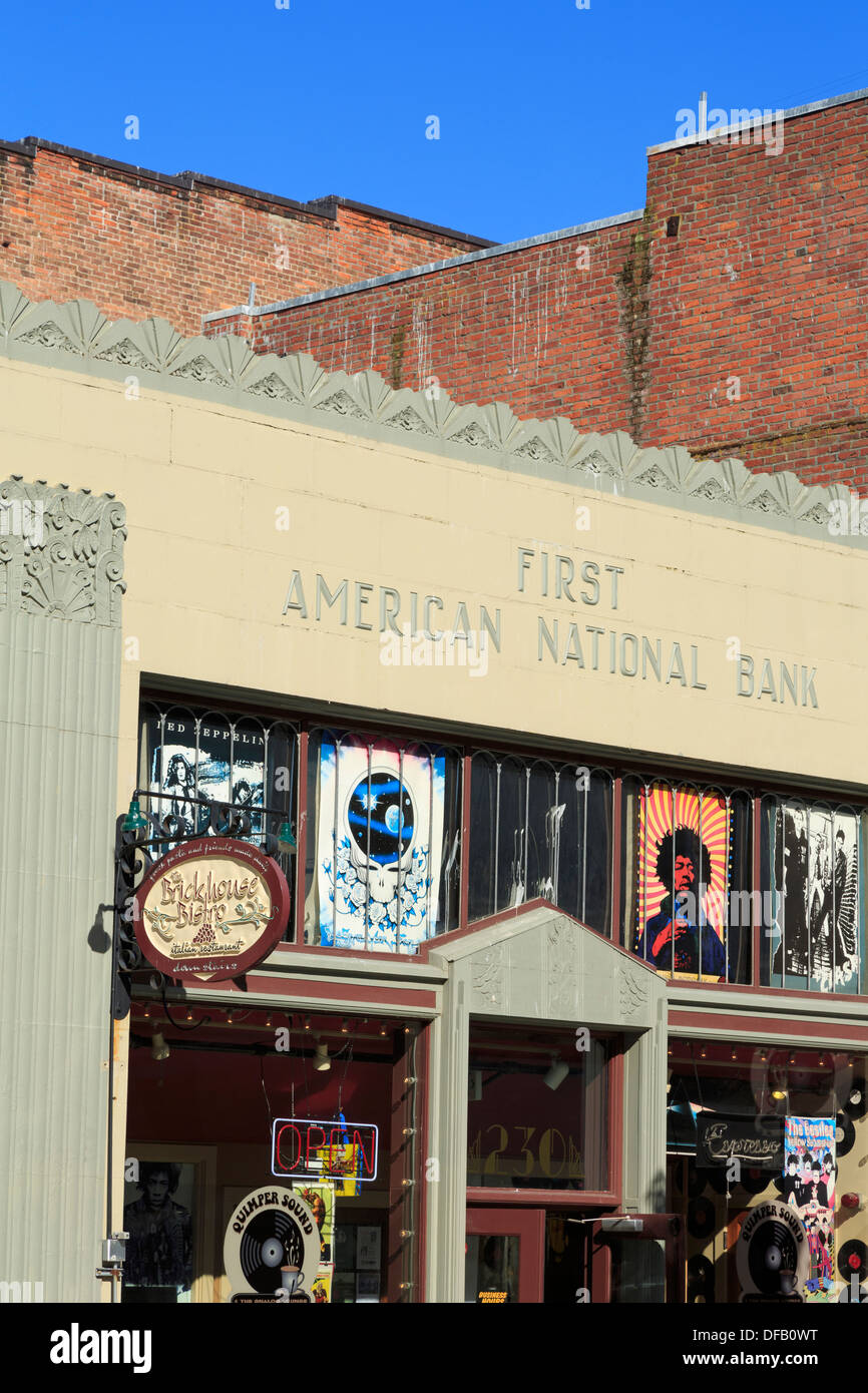 Music Store su Taylor Street,Port Townsend,Puget Sound, nello Stato di Washington, STATI UNITI D'AMERICA,l'America del Nord Foto Stock