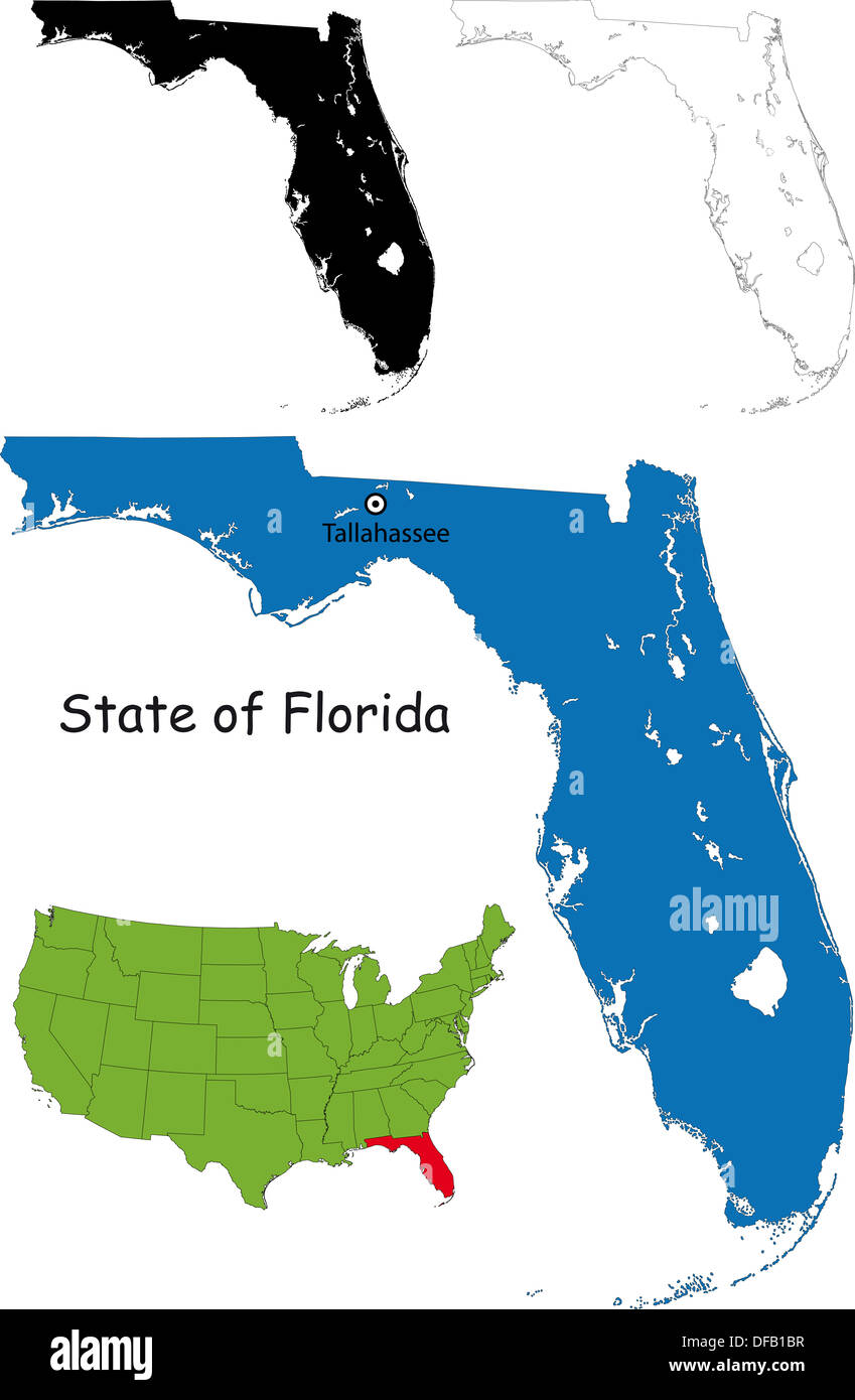 Mappa di Florida Foto Stock