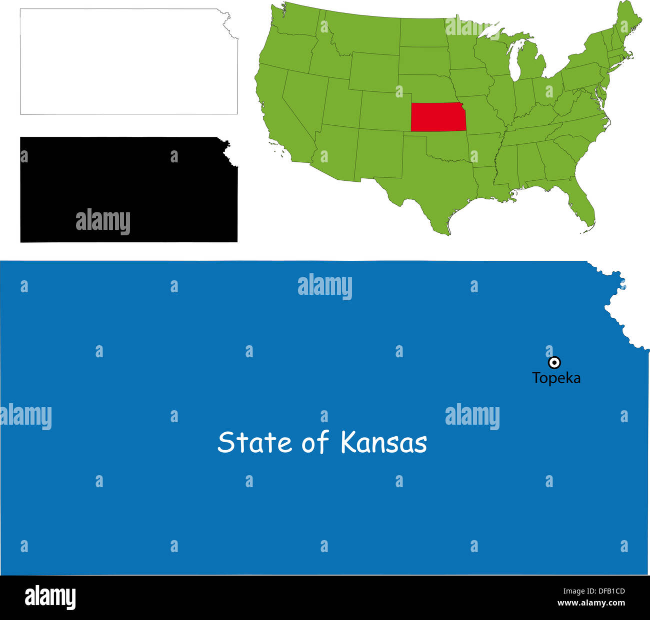 Mappa di Kansas Foto Stock