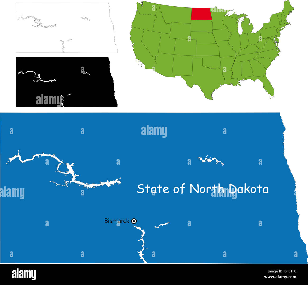 Il Dakota del Nord mappa Foto Stock