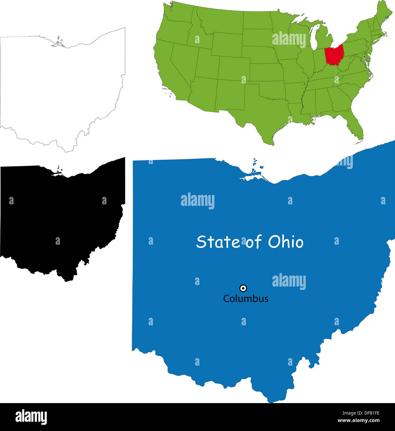 Mappa di Ohio Foto Stock