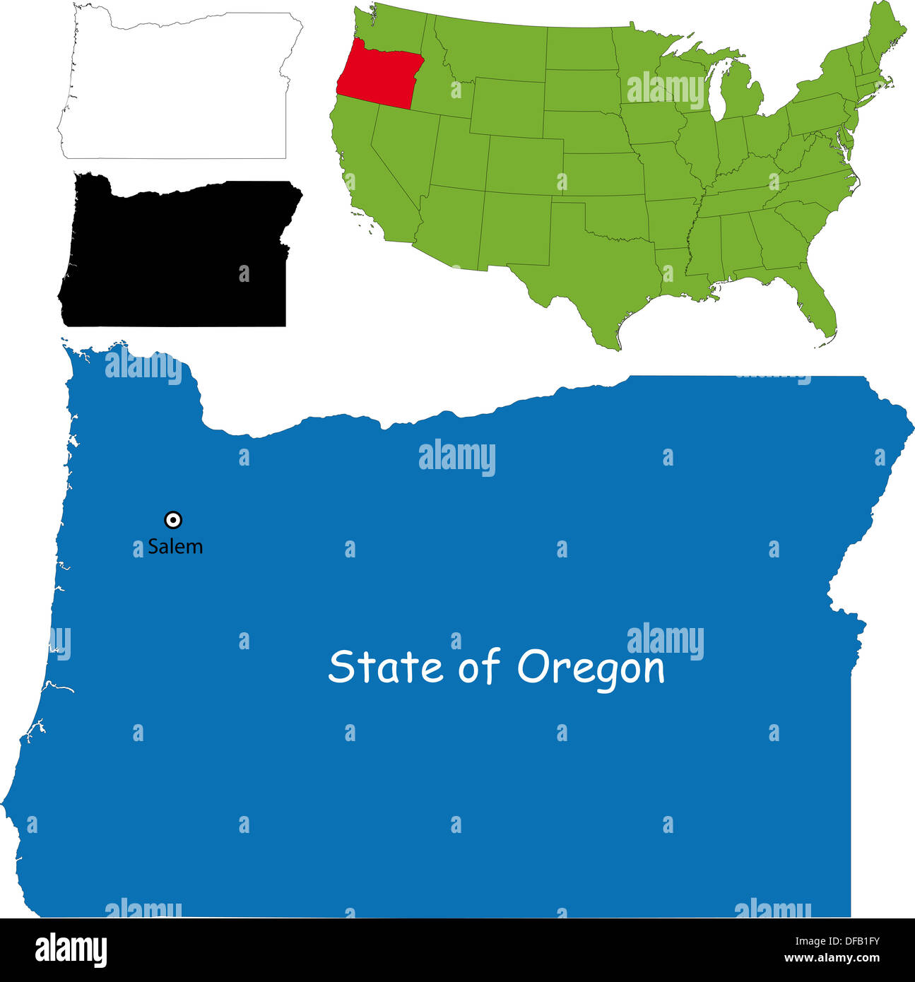 Mappa di Oregon Foto Stock