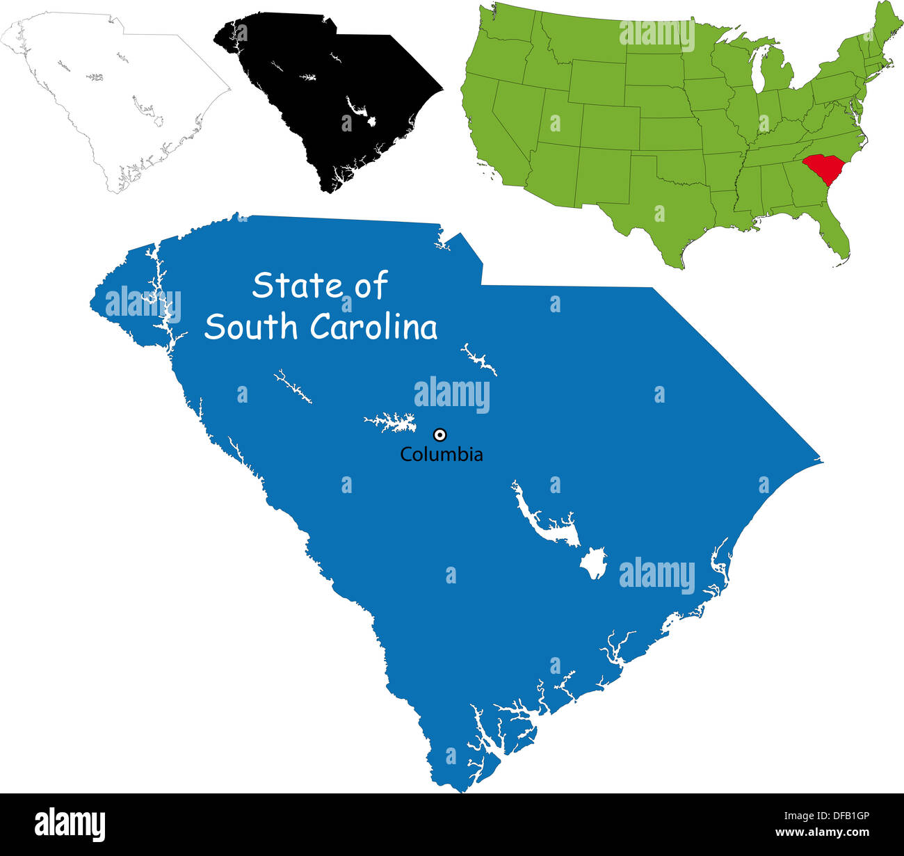 Carolina del Sud mappa Foto Stock