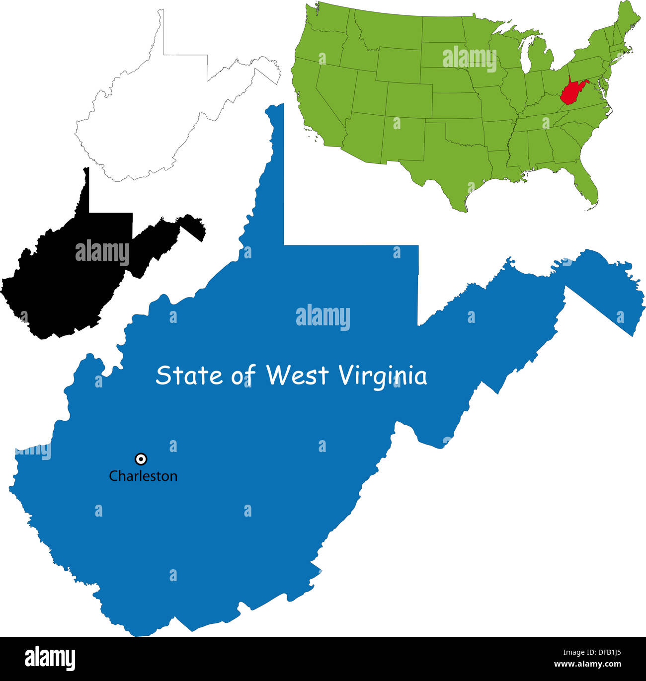 West Virginia mappa Foto Stock