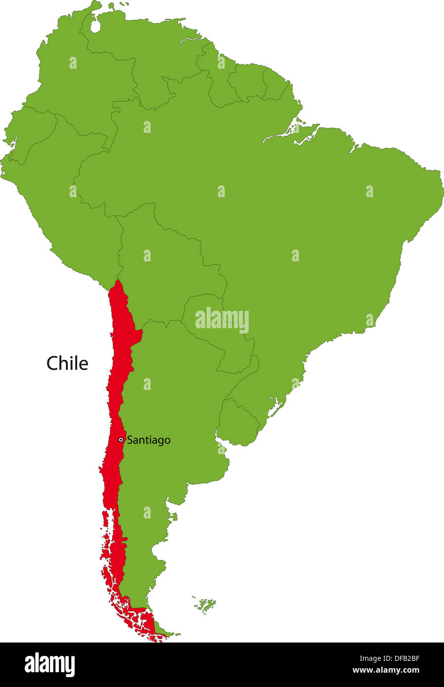 Mappa di Cile Foto Stock