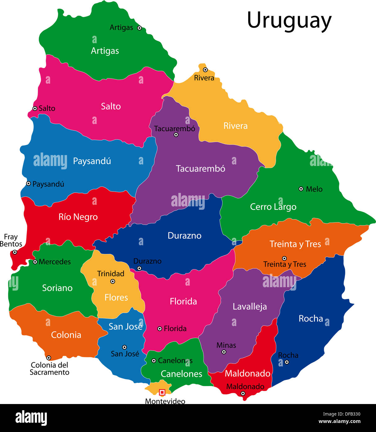 Mappa Dell'Uruguay Con La Bandiera Come Struttura Illustrazione