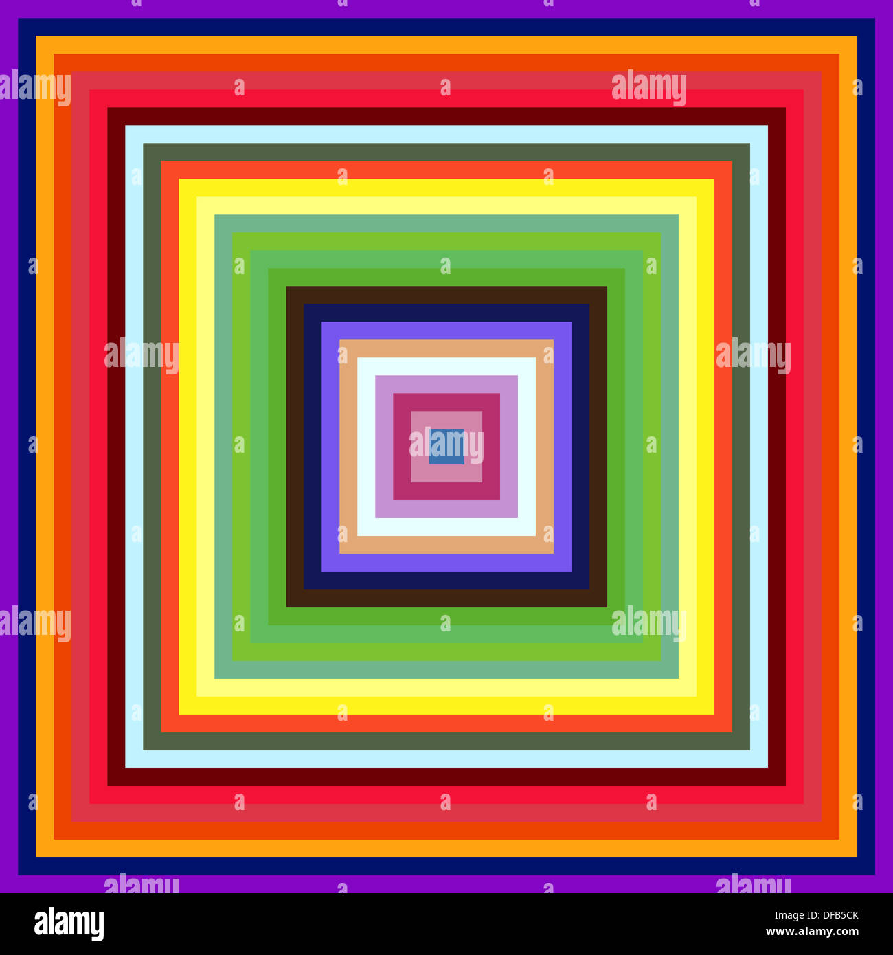 Dimensioni decrescenti colorato telai quadrati abstract background. Foto Stock