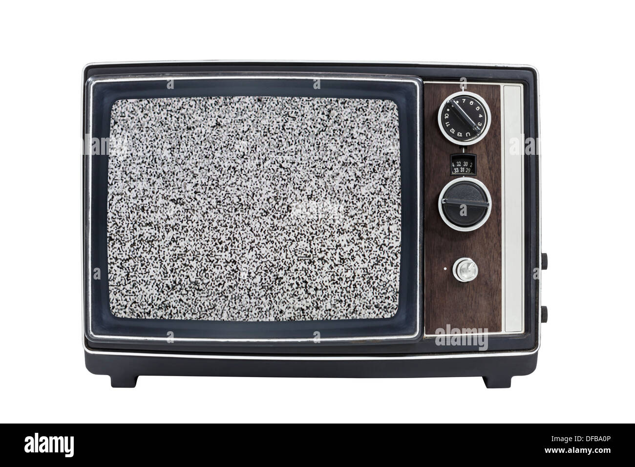 Schermata statica vintage televisore portatile con percorso di clipping. Foto Stock