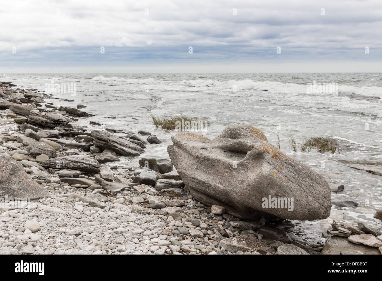 Costa rocciosa di Gotland, isola nel Mar Baltico in Svezia. Foto Stock
