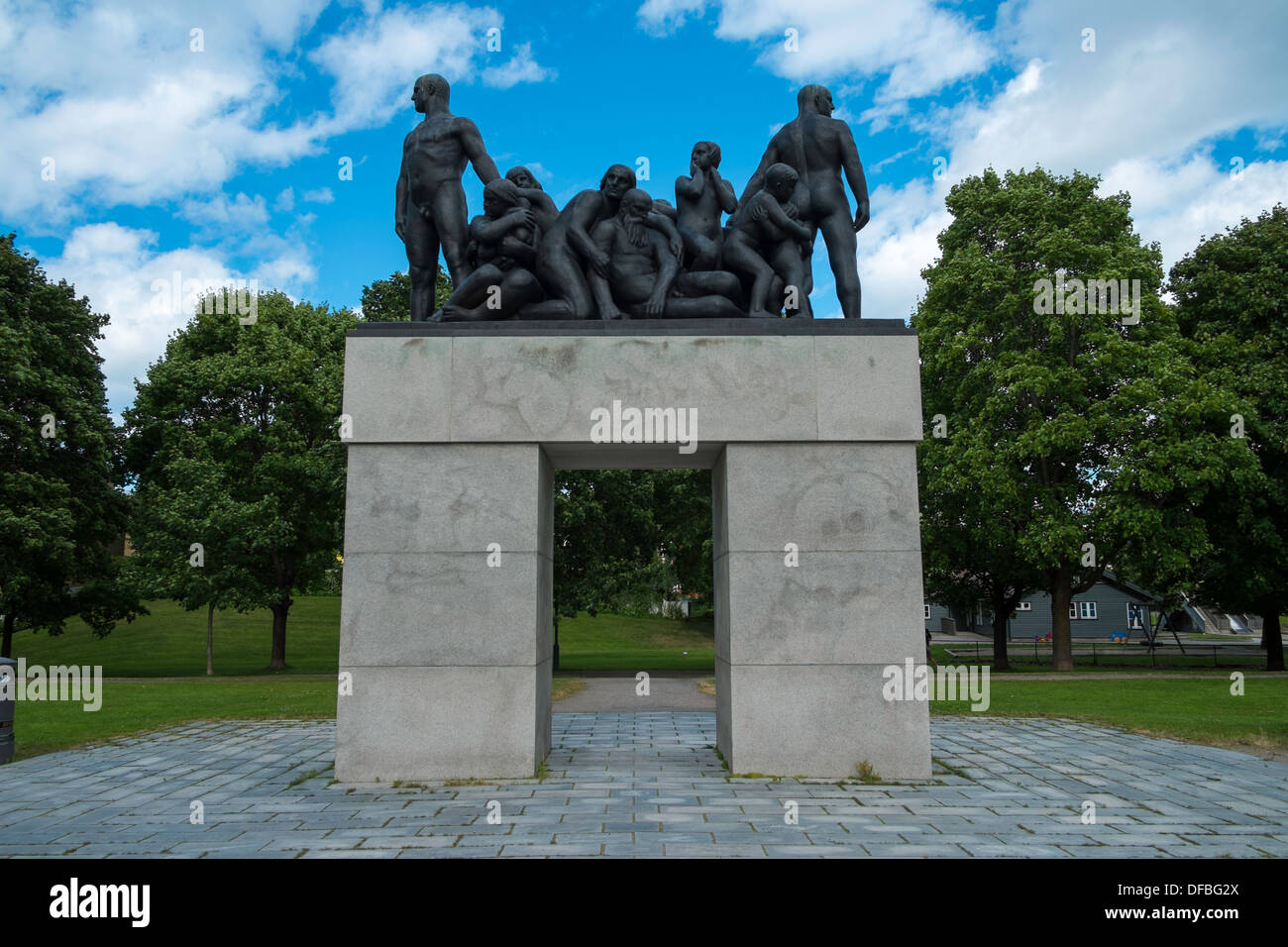 Monumento conosciuto come Slekten (famiglia), erectedin 1987, Frogner Park, Oslo, Norvegia Foto Stock