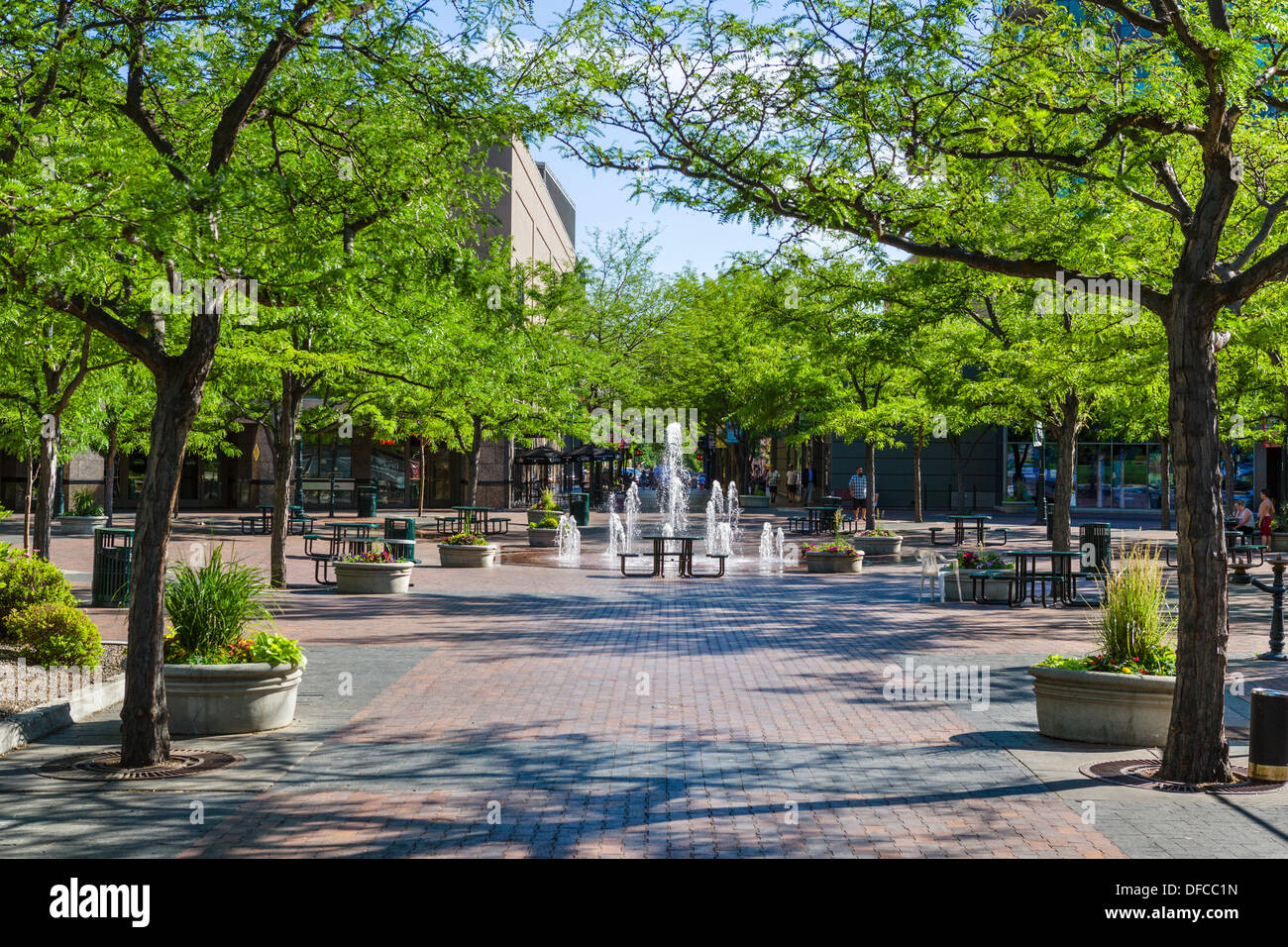 La zona pedonale di N 8th Street nel centro storico di Boise, Idaho, Stati Uniti d'America Foto Stock
