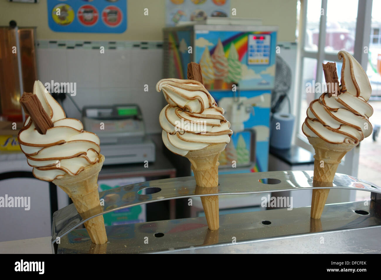 Tre gelati, Worthing, Regno Unito. Foto Stock