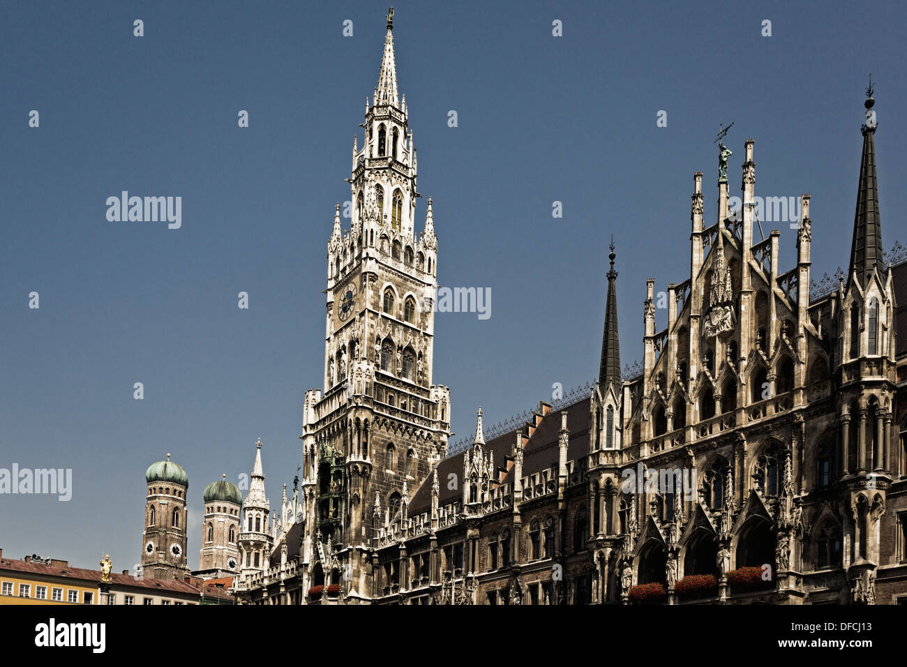 In Germania, in Baviera, Monaco di Baviera, Municipio nuovo nella Marienplatz di München Foto Stock
