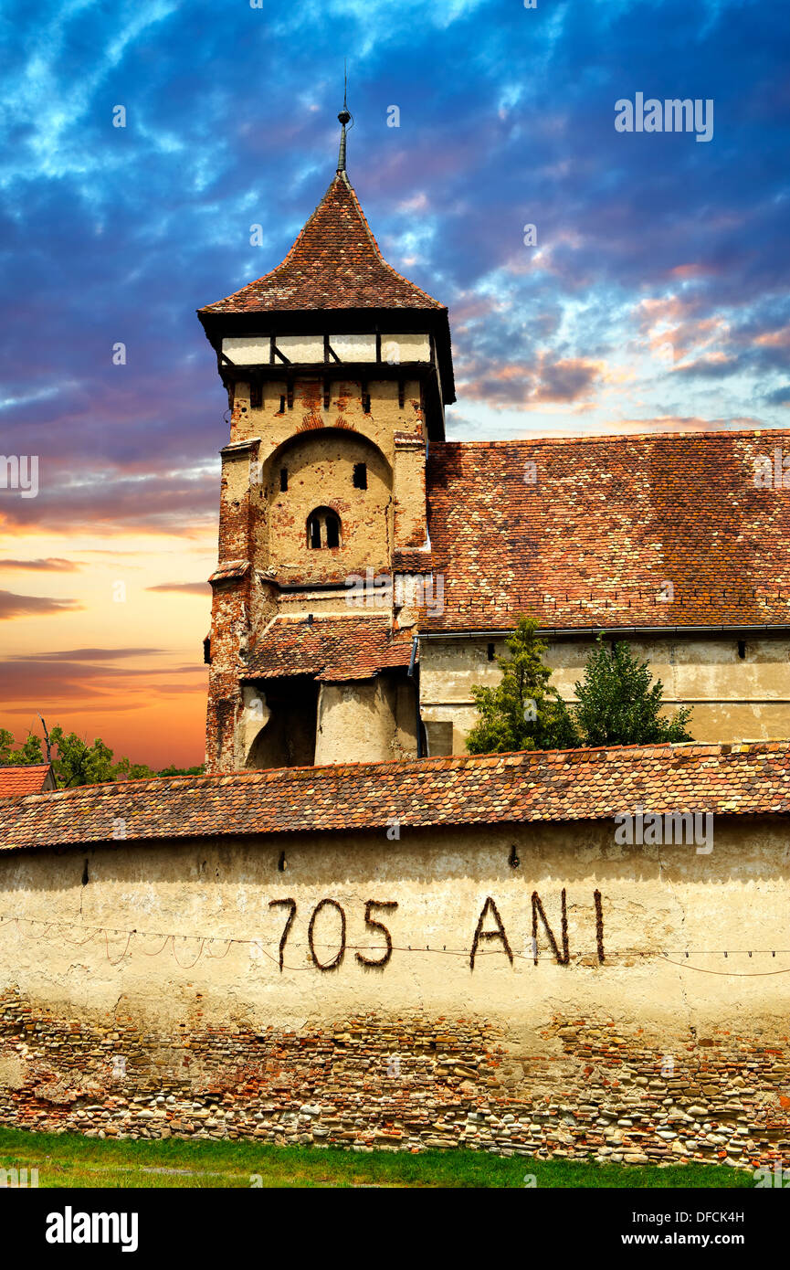 Il Sassone fortificato chiesa evangelica di Valea Viilor. Sibiu, in Transilvania. Un sito del Patrimonio Mondiale Foto Stock