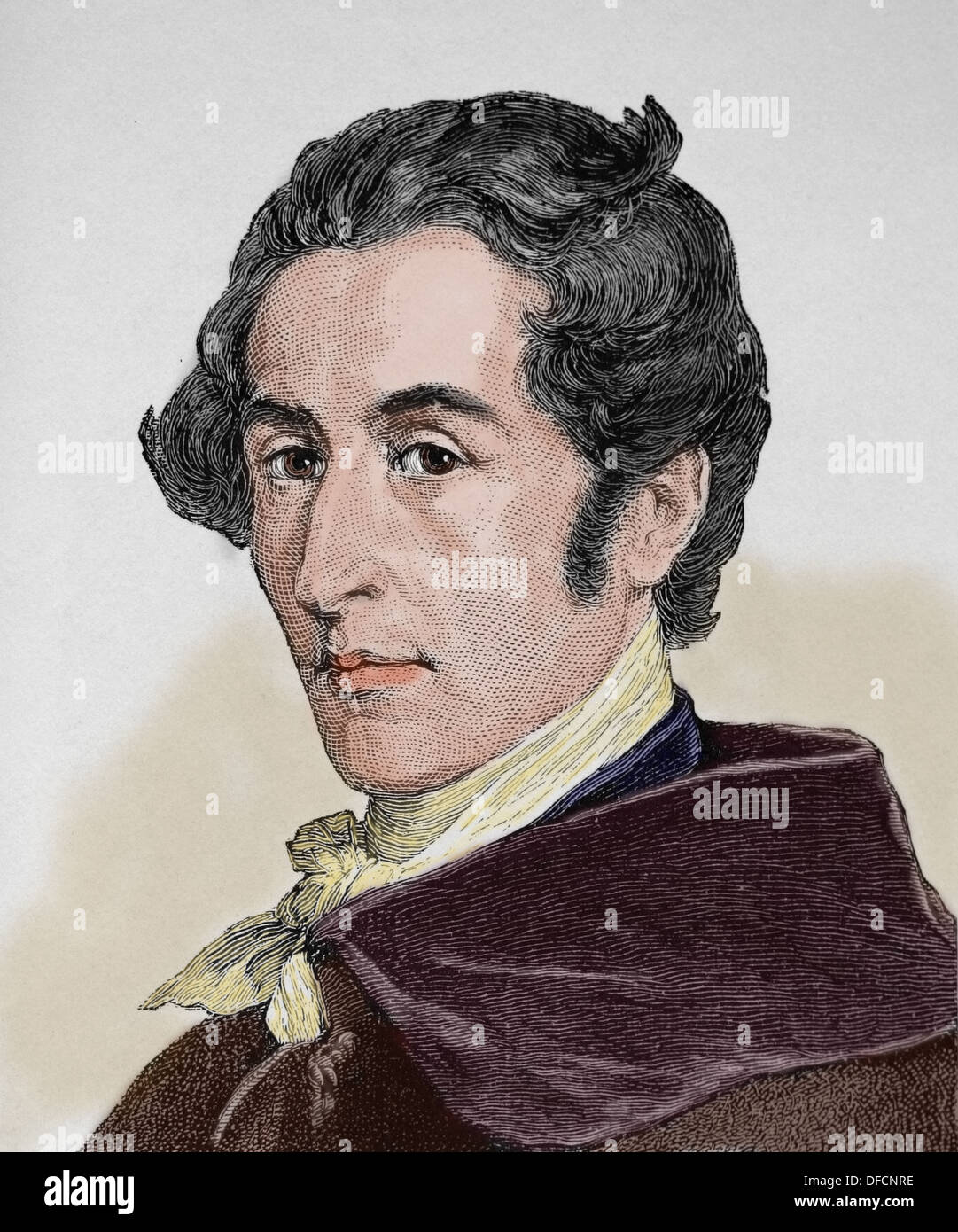 Carl Maria Friedrich Ernst von Weber (1786 - 1826). Compositore tedesco della scuola romantica. Incisione colorata. Xix secolo. Foto Stock