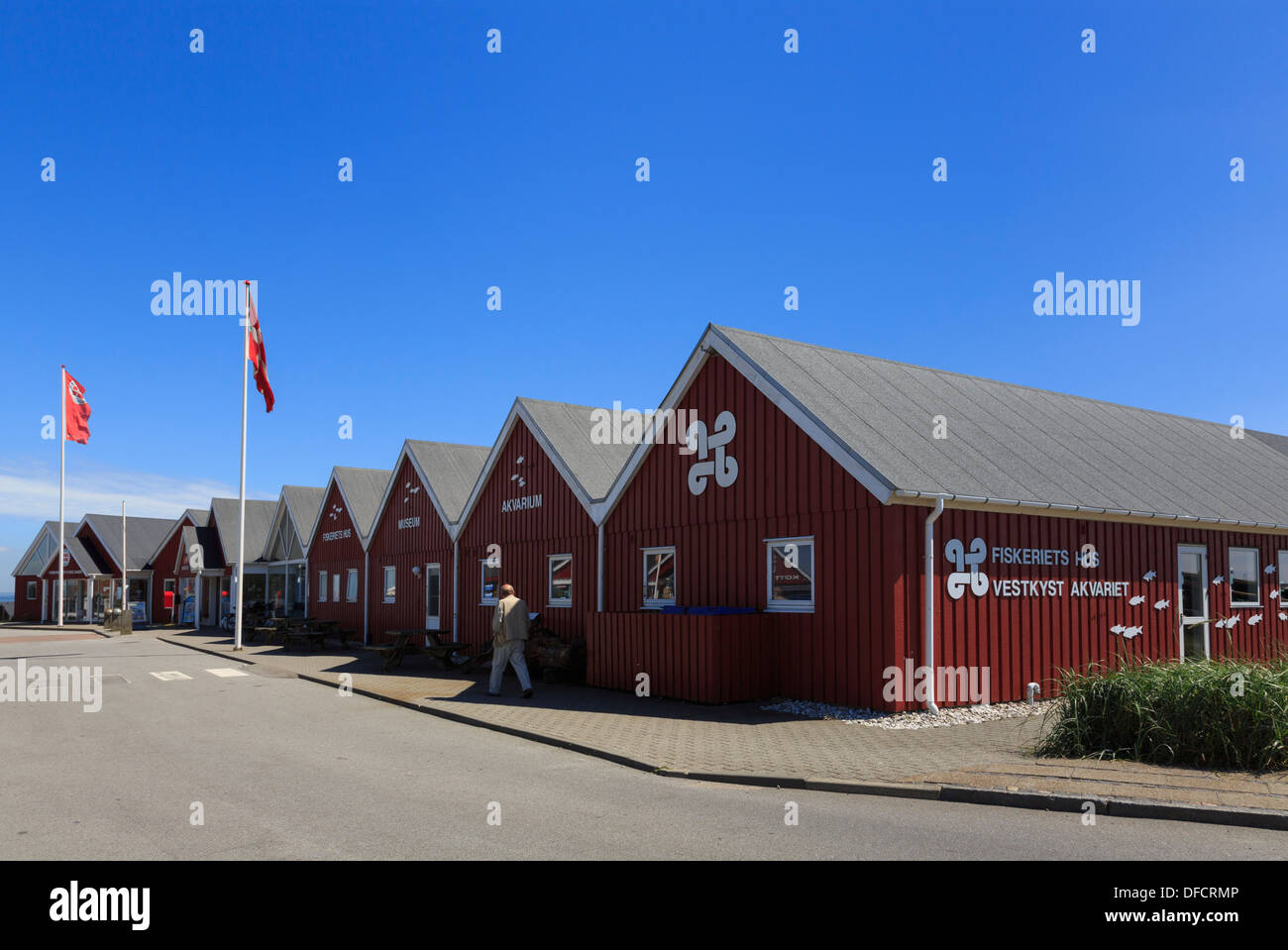 Fiskeriets Hus Museo e Acquario in vecchie baite di pesca su Holmsland Klit in Hvide Sande, centrale dello Jutland, Danimarca e Scandinavia Foto Stock