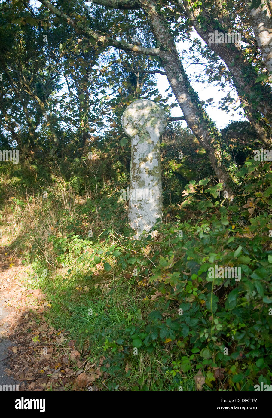Antica pietra celtica croce Gweek Cornwall Inghilterra Foto Stock
