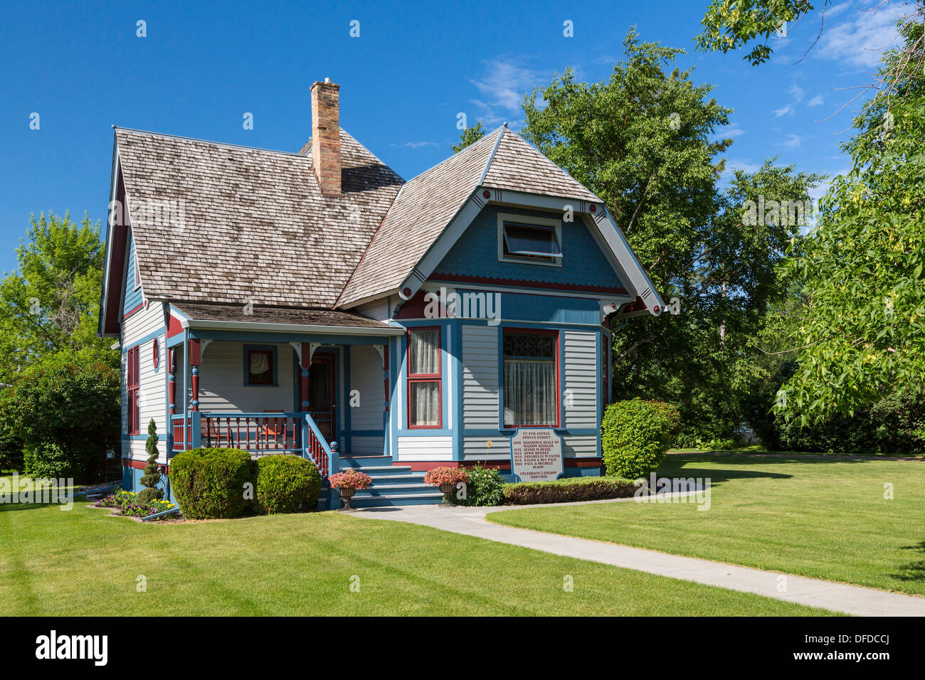Un restaurato casa storica in Langdon, il Dakota del Nord, STATI UNITI D'AMERICA Foto Stock