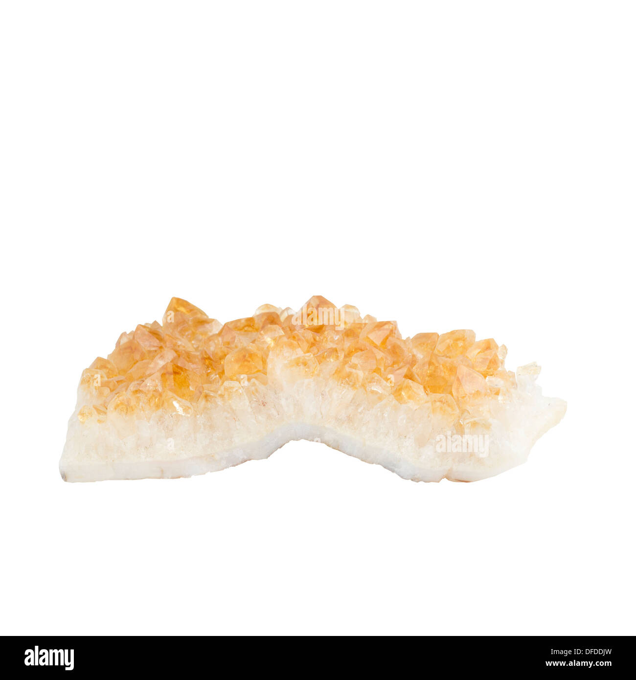 Cristalli di quarzo citrino. Ritagliare su sfondo bianco Foto Stock