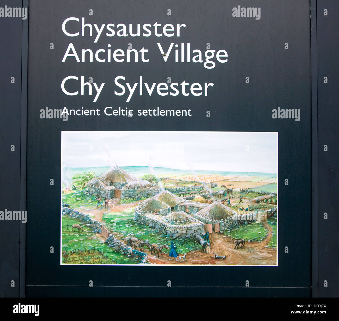 Chysauster Ancient Village segno Cornwall Inghilterra Foto Stock