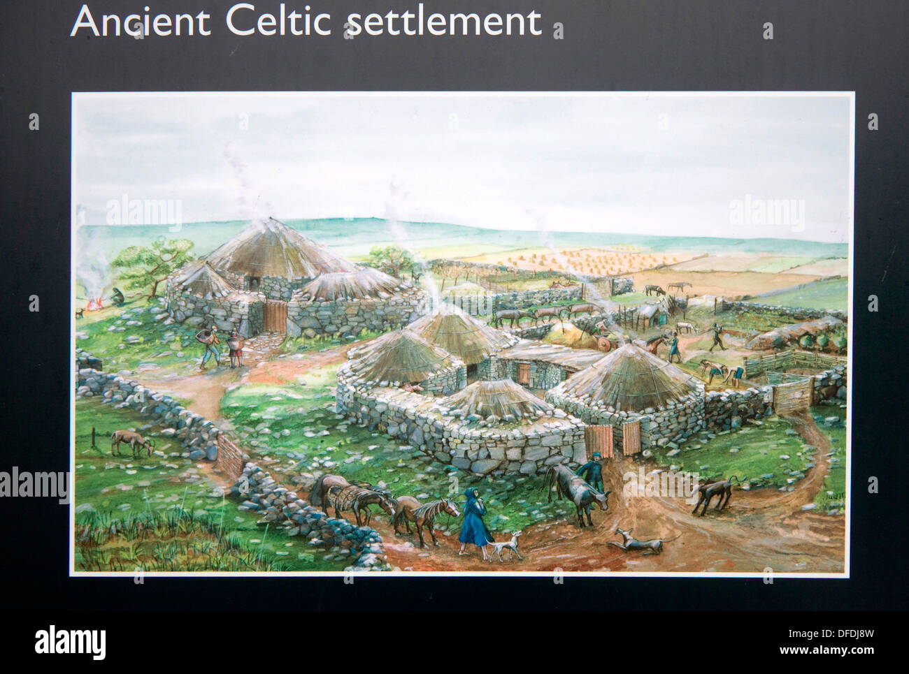 Chysauster Ancient Village segno Cornwall Inghilterra Foto Stock