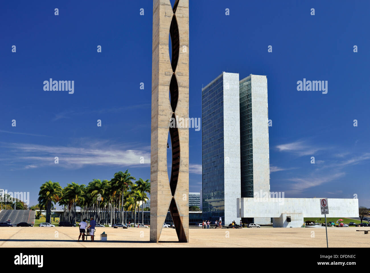 Il Brasile, Brasilia: Vista al Congresso Nazionale edificio dei tre poteri Square Foto Stock