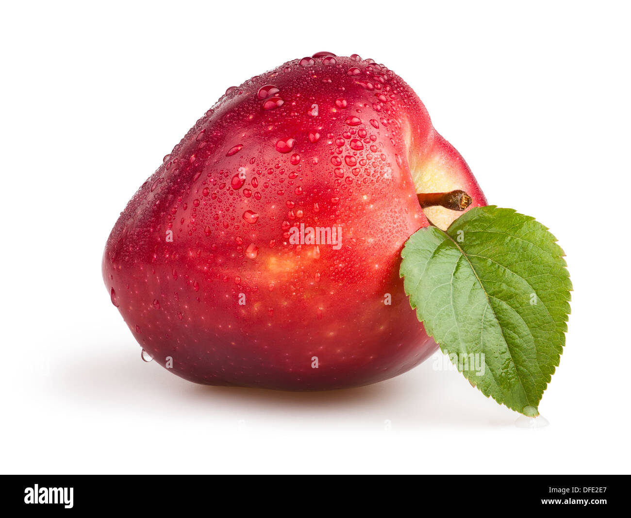 Apple red leaf scende su sfondo bianco Foto Stock