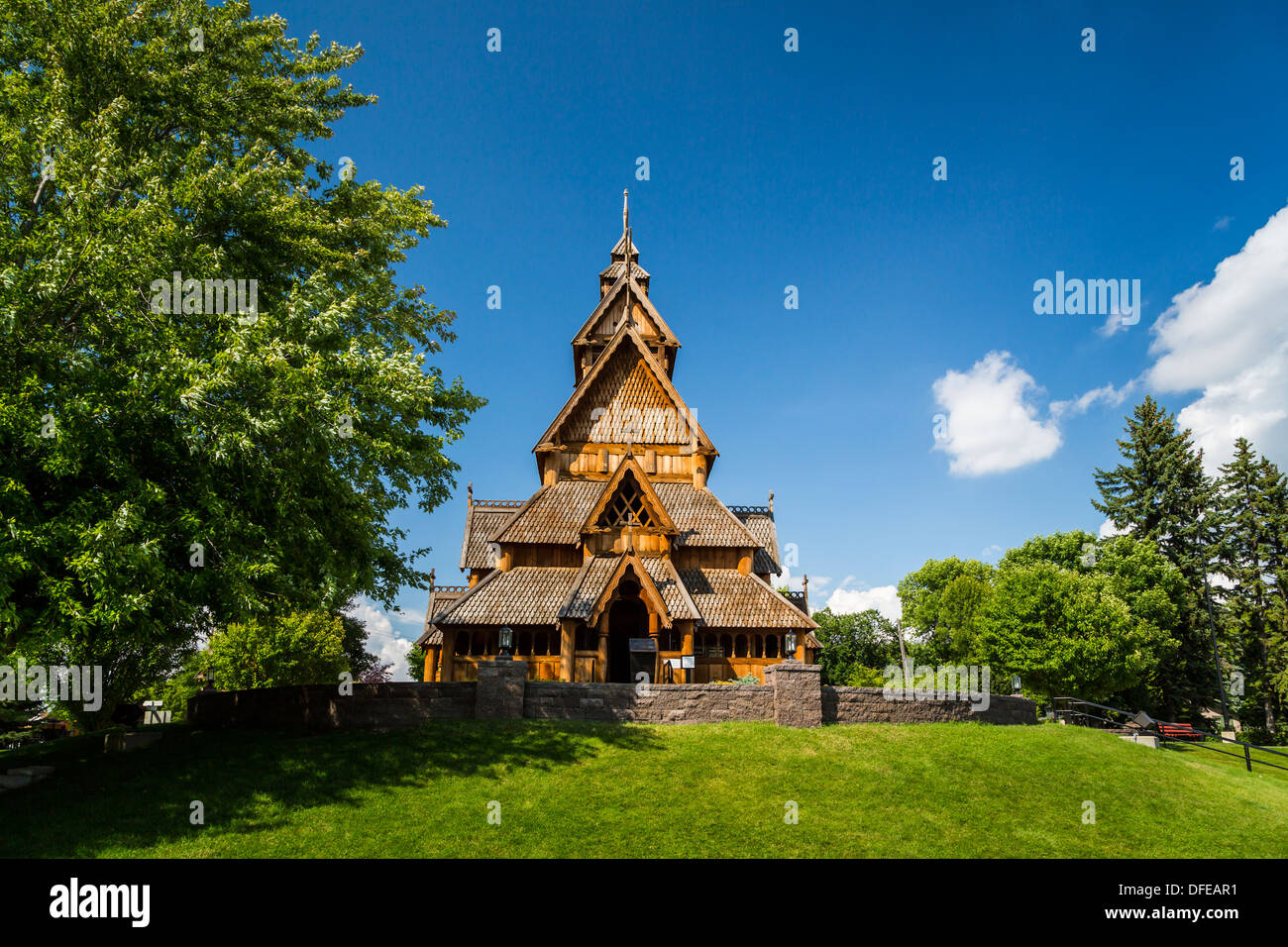 La Chiesa Stav al patrimonio culturale scandinavo Center di Minot, il Dakota del Nord, Stati Uniti d'America. Foto Stock