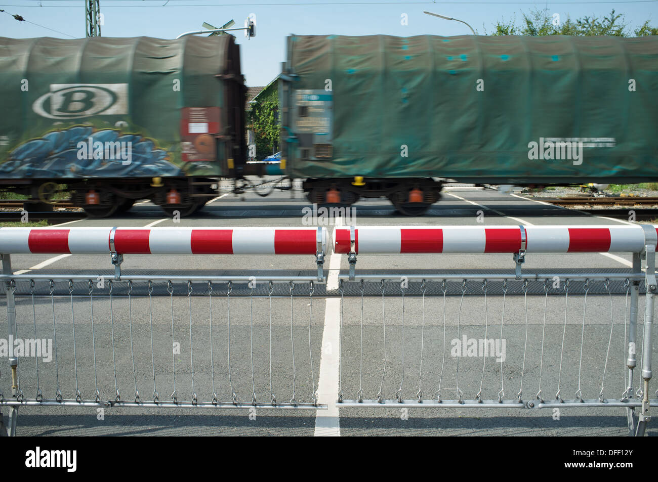 Passaggio a livello ferroviario in Germania Foto Stock