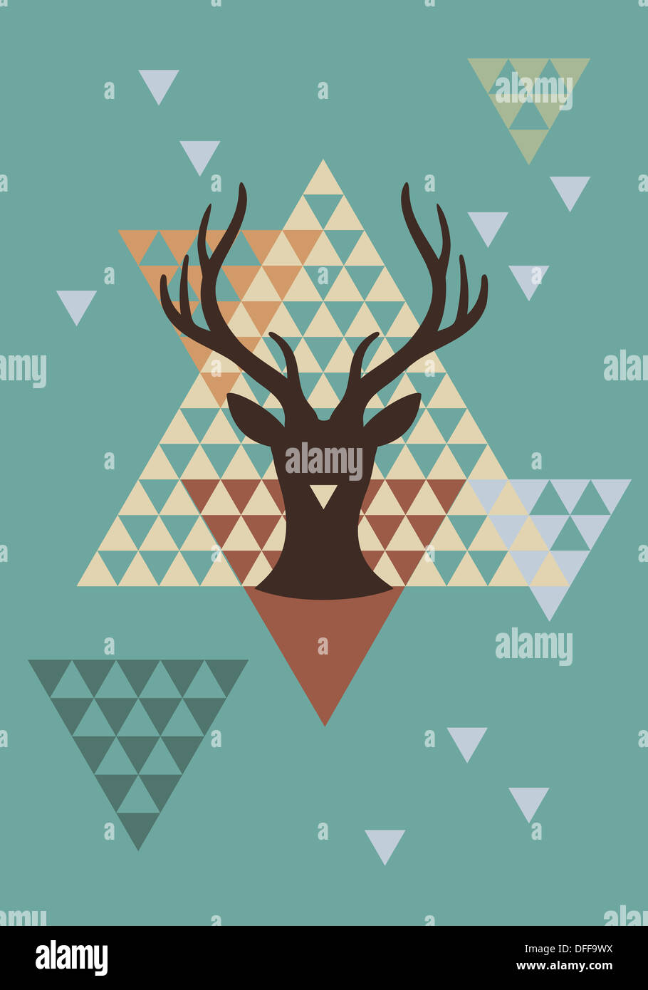 Natale testa di cervo con abstract modello geometrico Foto Stock